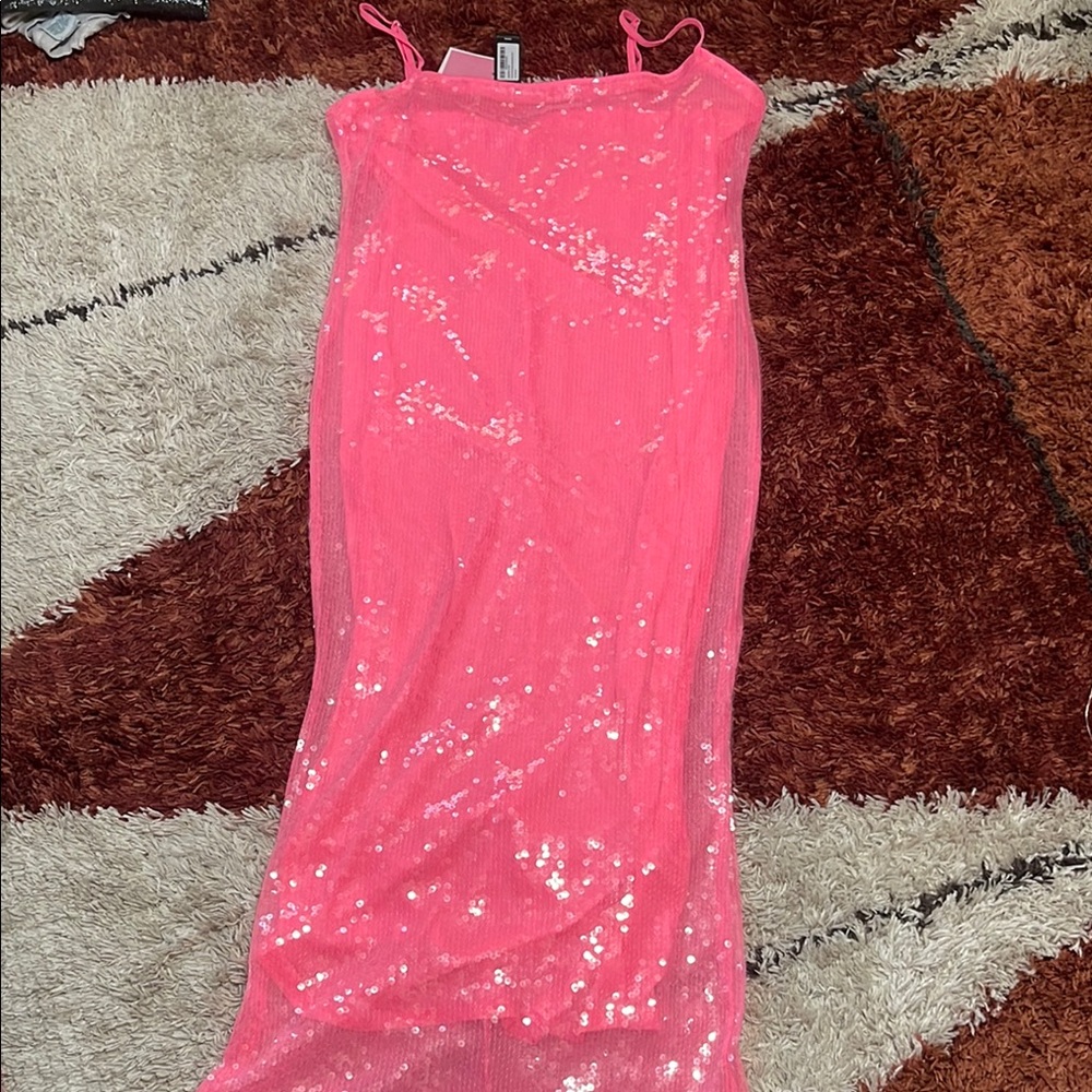 PrettyLittleThing Hot Pink Sequin dress